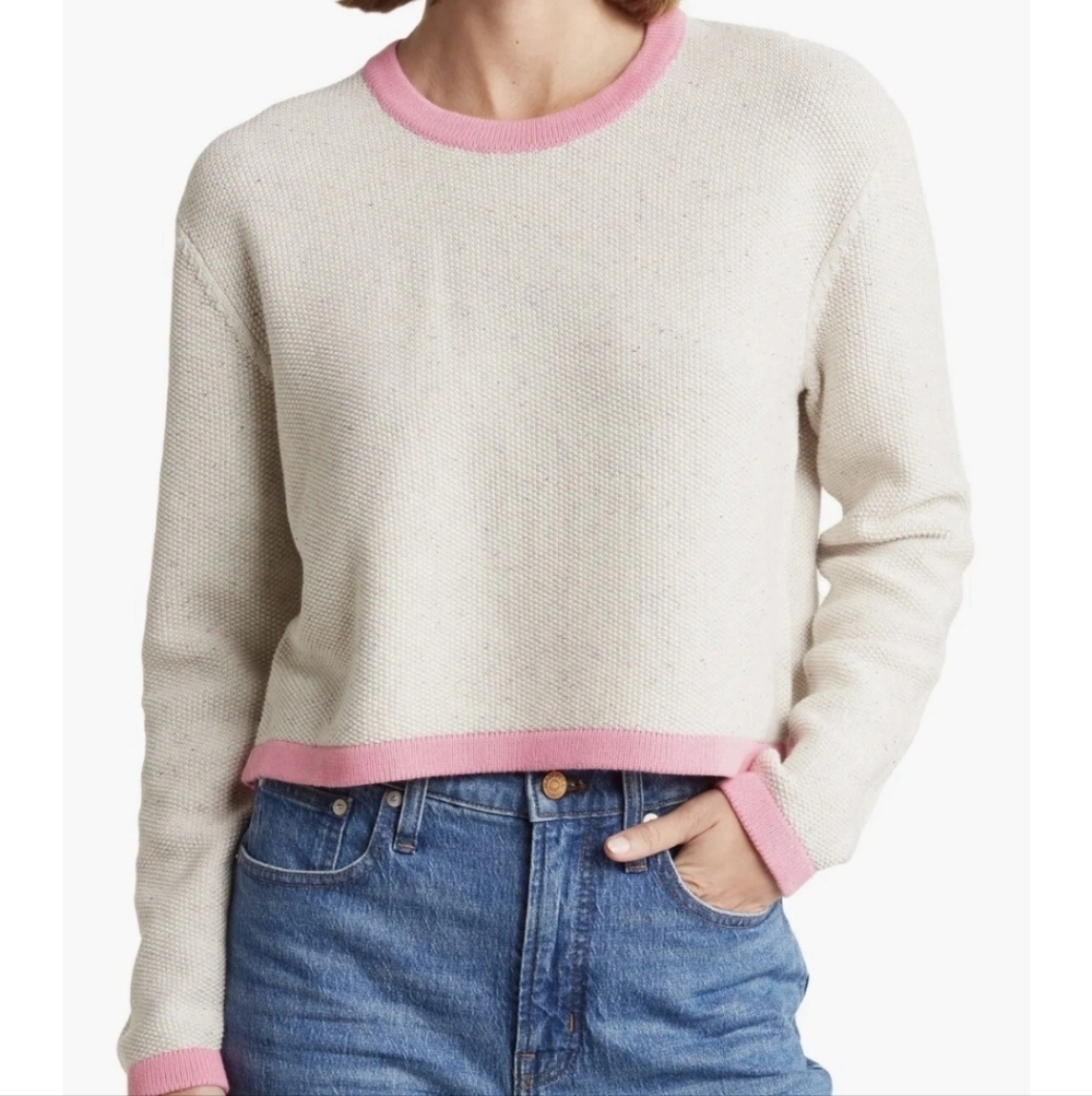 French Connection Mozart Confetti Waffle Knit Crewneck Sweater S
